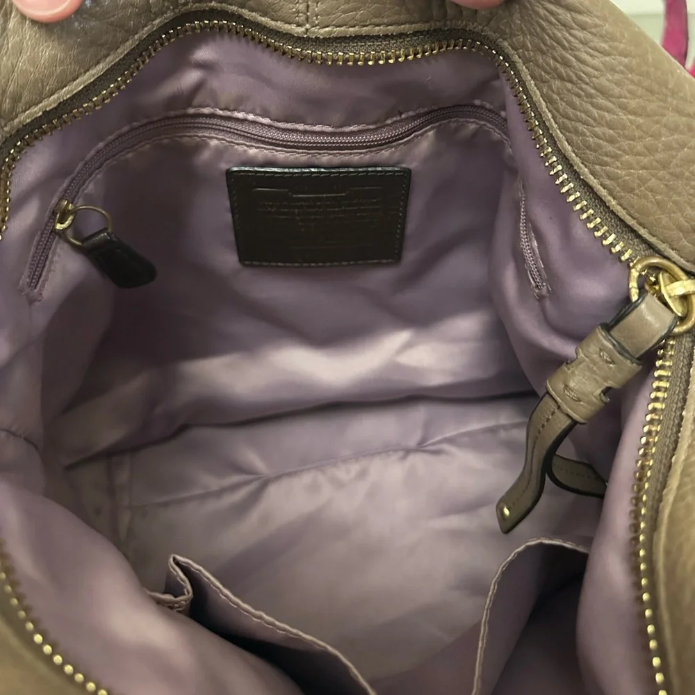 Coach Brooke Taupe Leather Shoulder Bag with Gold Accents - Picture 5 of 11